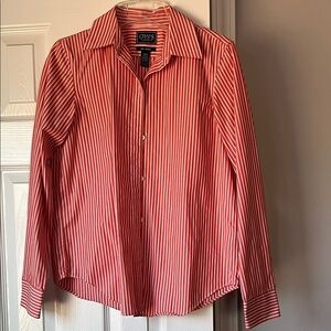 Chaps Orange and White Striped No Iron Shirt